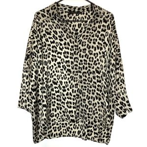 ZARA Basic Cheetah Animal Print Loose Blouse M